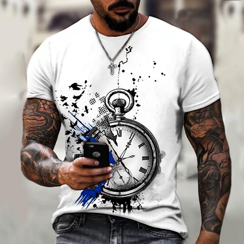 2022 Brand Men’s Shirt 3D Printing Retro Compass Street Cool Trend T-shirt O-neck Design Fashionistas Wear Oversize 5XL