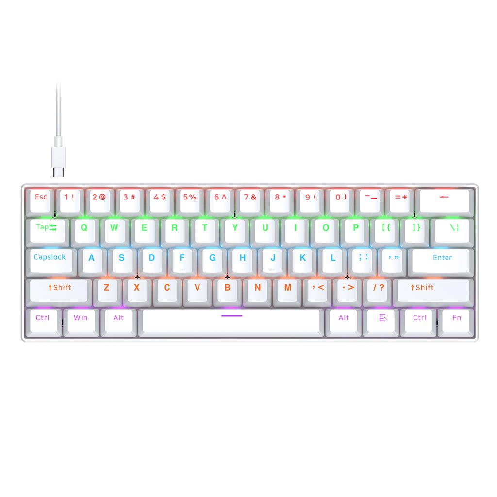 T-WOLF Mechanical Keyboard 61 Keys Gaming Keybaord Wired Full Key Hot-Swappable PC Mechanical Keyboard Computer Accessories