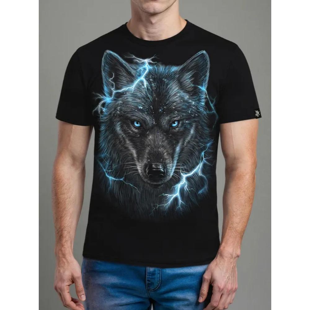 T-shirt à manches courtes imprimé animal 3D à col rond à la mode, personnalité, polyvalent, loisirs, pour hommes, ample, grande taille