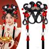 Ancient Hanfu Wig Accessory Set: Sweet Hair Bun with Tassel Flower Headdress for Women