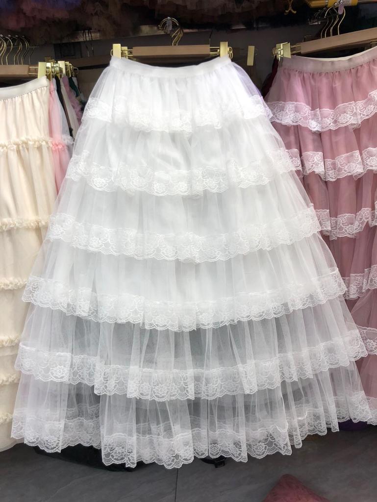 New French Princess Layered Lace Puffy Cake Skirt