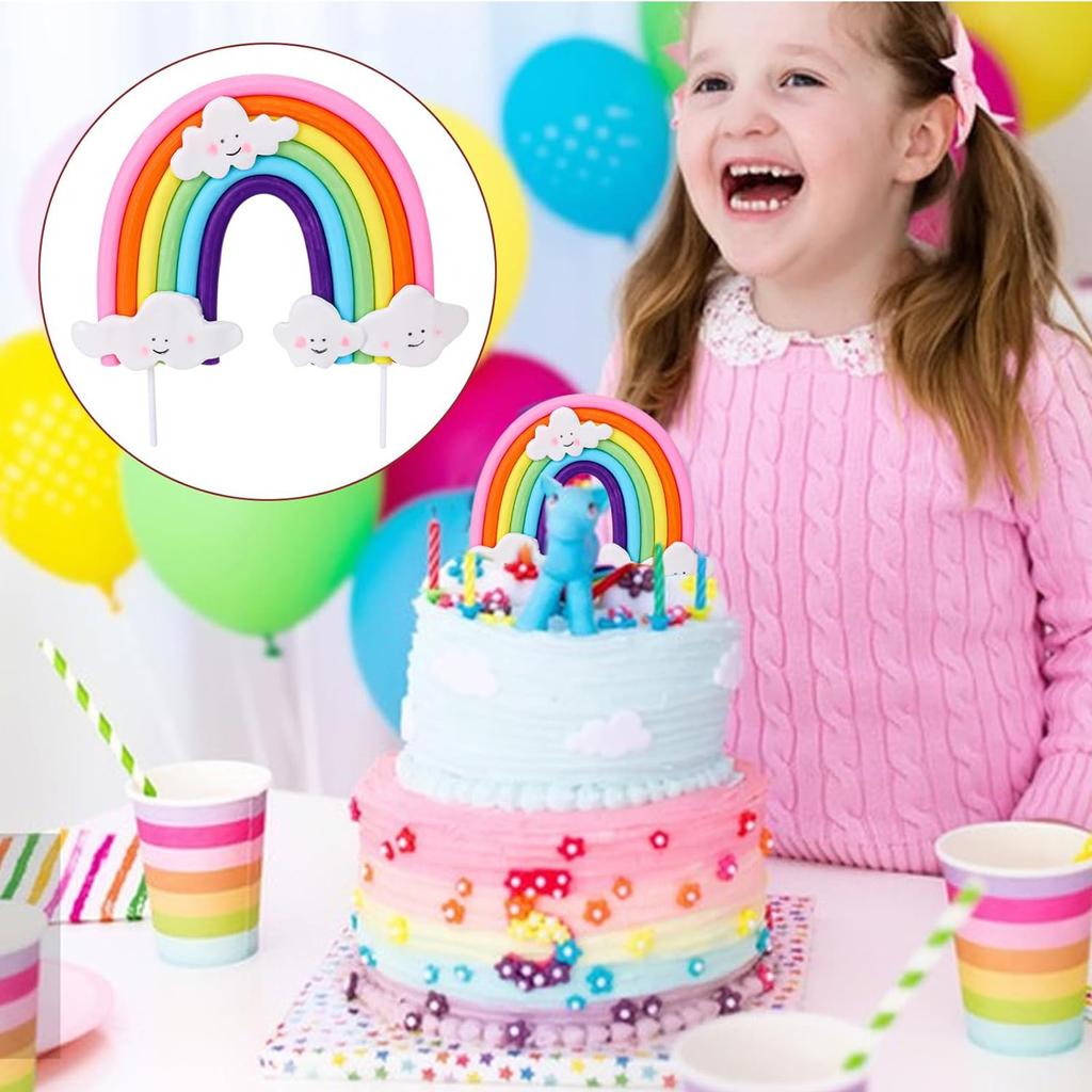 Tęczowy Topper na TortMiękka Ceramika Kolorowa Tęcza Dekoracja Tortu Tęczowy Motyw Tort na Przyjęcie Urodzinowe Akcesoria do Dekoracji Tortu