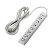 ELECOM Power Tap, Lightning Guard, Bulk Switch, Magnet Included, Preventive Outlet, 3 Pin To 2 Pin Conversion Adapter Included, 7 Ports, 3 Pin, 3.0m T