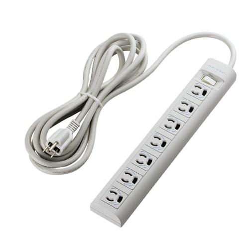 ELECOM Power Tap, Lightning Guard, Bulk Switch, Magnet Included, Preventive Outlet, 3 Pin To 2 Pin Conversion Adapter Included, 7 Ports, 3 Pin, 3.0m T