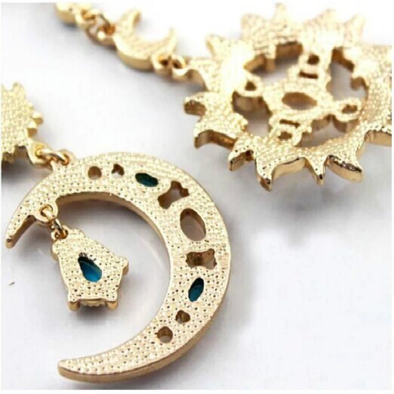 Fashion Star Sun Moon Rhinestone Crystal Stud Dangle Pretty Earrings