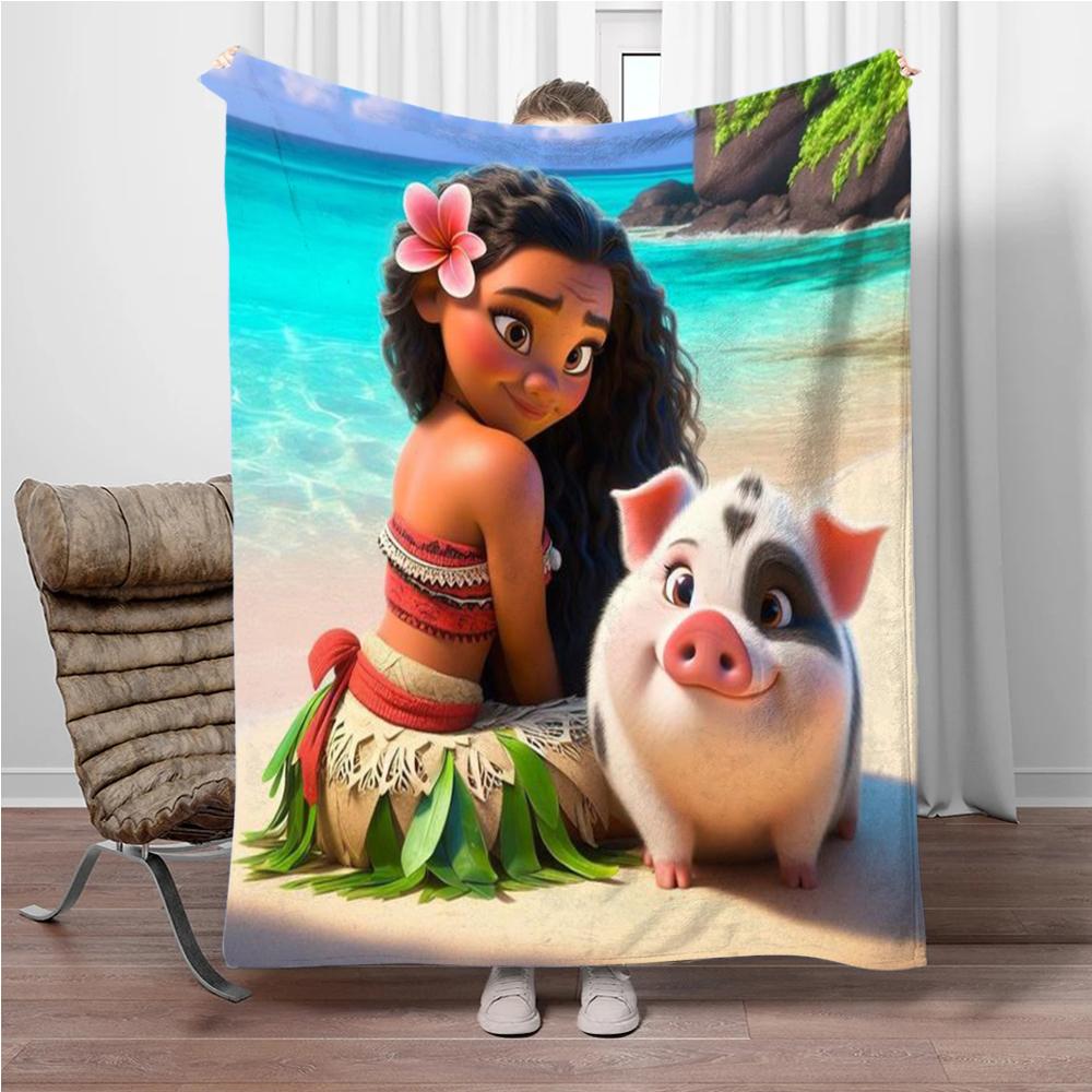 Disney Cartoon Moana Room Warming Decorative Flannel Thin Blanket.Office,Chair,for Sofa,Living room,Travel Picnic Blanket Gifts