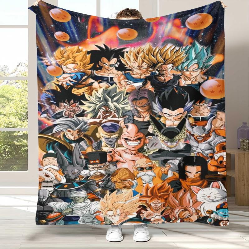 Anime D-Dragon Ball Game Cartoon Flannel Blanket,Ultra Soft Warm Plush Throw for Home Bedroom Bed Sofa Cover Office Camping