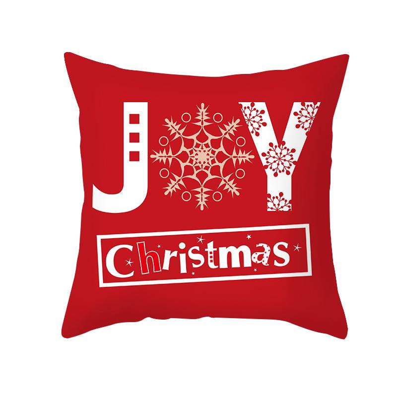 Home Products Christmas Cushion Cover Cartoon Letter Print Peach Skin Cushion Cover