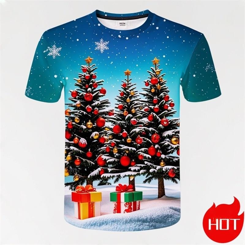 Summer Fashion 3D Print Merry Christmas T Shirt Cute Santa Xmas Christmas Trees Graphic T-shirts Men Funny Streetwear Tee Shirts