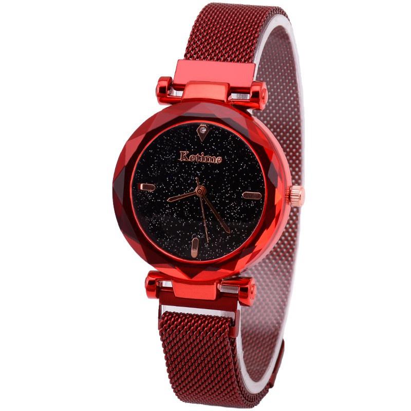 

Женские кварцевые часы из нержавеющей стали / Роскошь / Мода красный