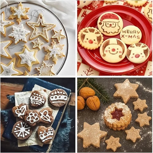 Set of 12 Stainless Steel Cookie Cutters - Round, Heart, Star, Flower, DIY Moulds - Large, Medium, and Small - Perfect for Baking, Confectionery, Birt