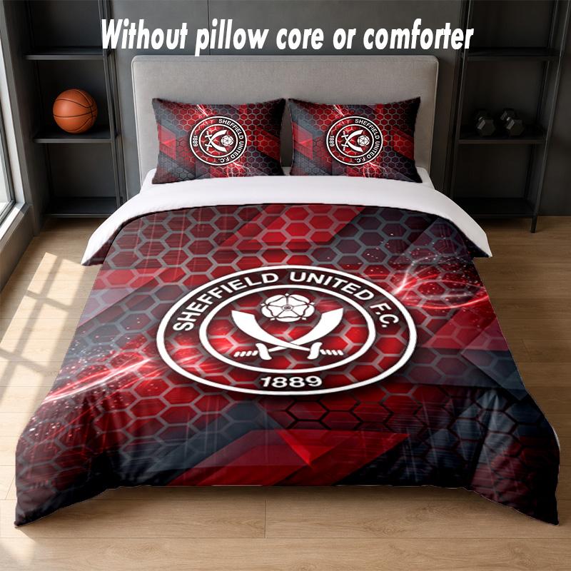 Sheffield United Calcio Design Set Biancheria da Letto 1 Copripiumino + 2 Federe Morbido Traspirante Biancheria da Letto per la Casa