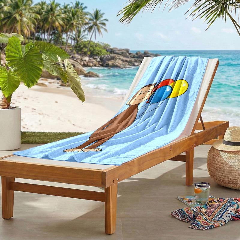 Curious George Fashion Beach Towel: Ideal for Summer Adventures Soft, Absorbent and Quick Drying Suitable for Swimming and Bathing