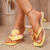 Women's Slippers 2026 New Fashion Elegant High Heels Sandals Flowers Decoration Peep Toe Sandals Outdoor Casual Shoes Flip Flops