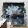 Serenity Lotus Shower Curtain for a Calm Bathroom, Featuring a Stunning White Lotus Flower with Blue Butterflies on Smooth