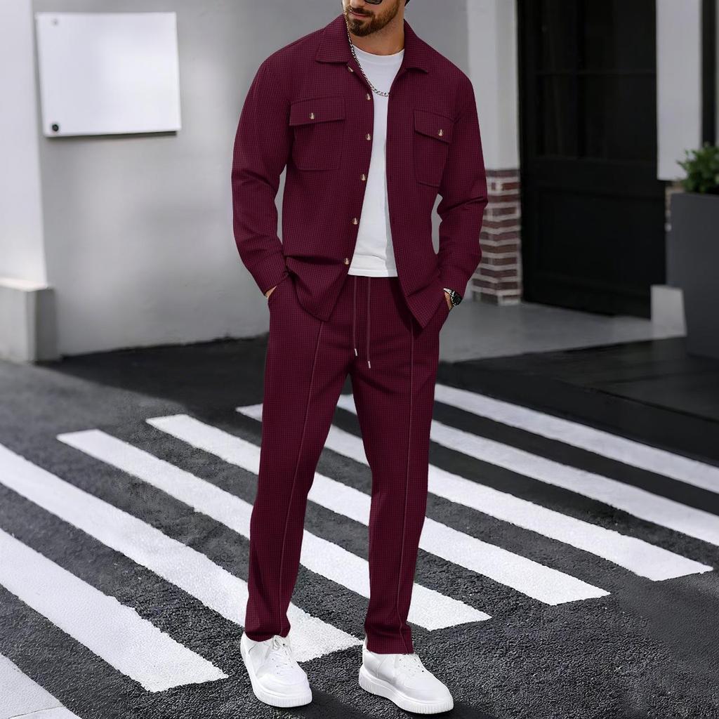 Men's Light Khaki Long Sleeve Jacket and Pants Set