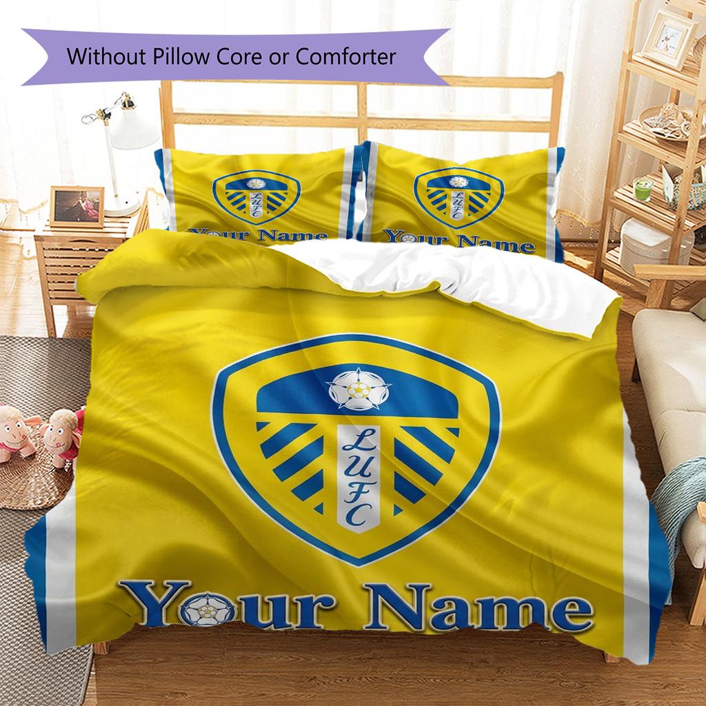 Leeds United Custom Name Pattern Bedding,Quilt Set Quilt Cover Pillowcase Home Birthday Gift(1 * duvet cover + 2 * pillowcase, without core)