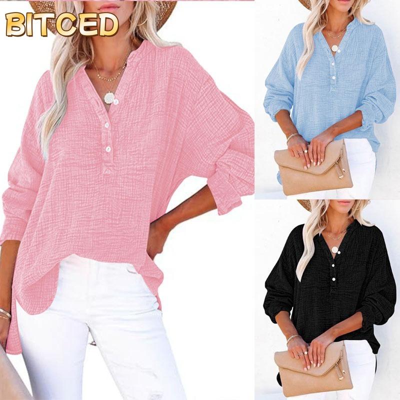 BITCED Women's Fashion Casual Long Sleeve POLO Neck Blouses & Shirts International Design