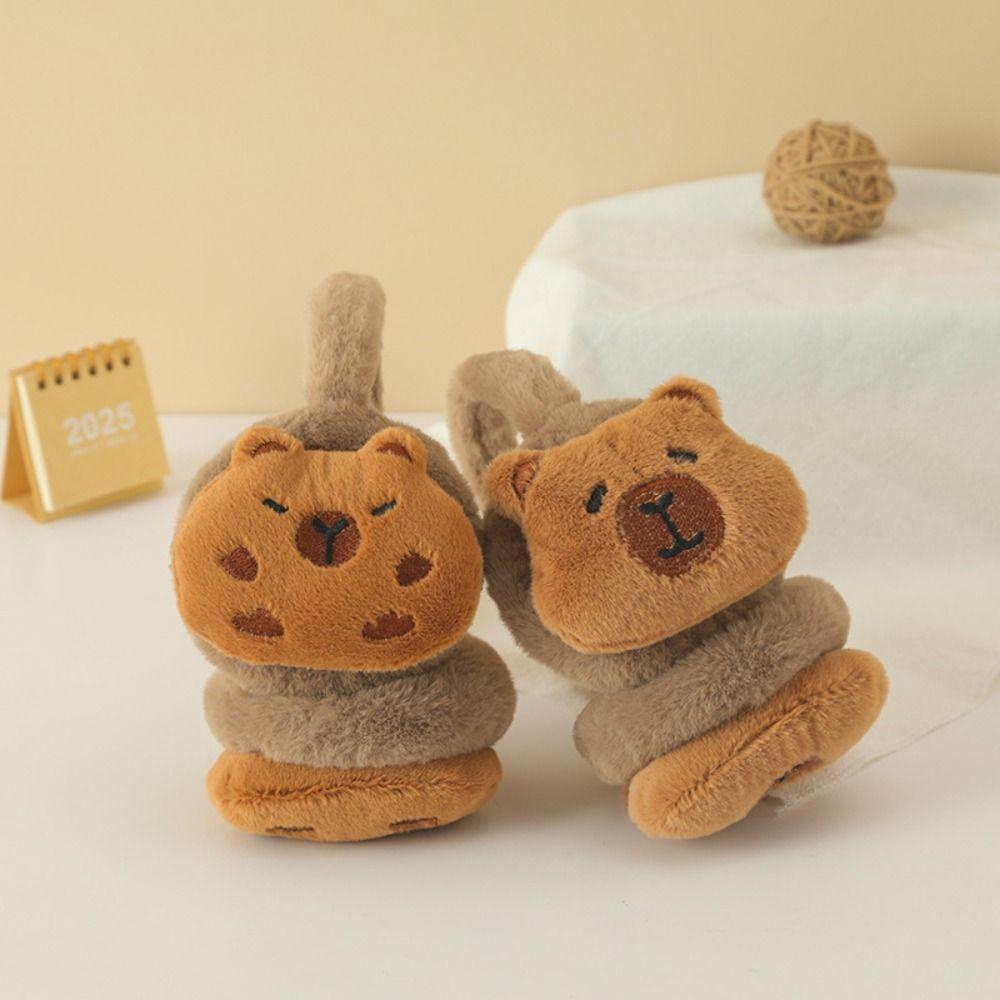 Thicken Capybara Plush Earmuffs Windproof Cute Ear Cover Kawaii Winter Ear Warmer  Children's Gifts