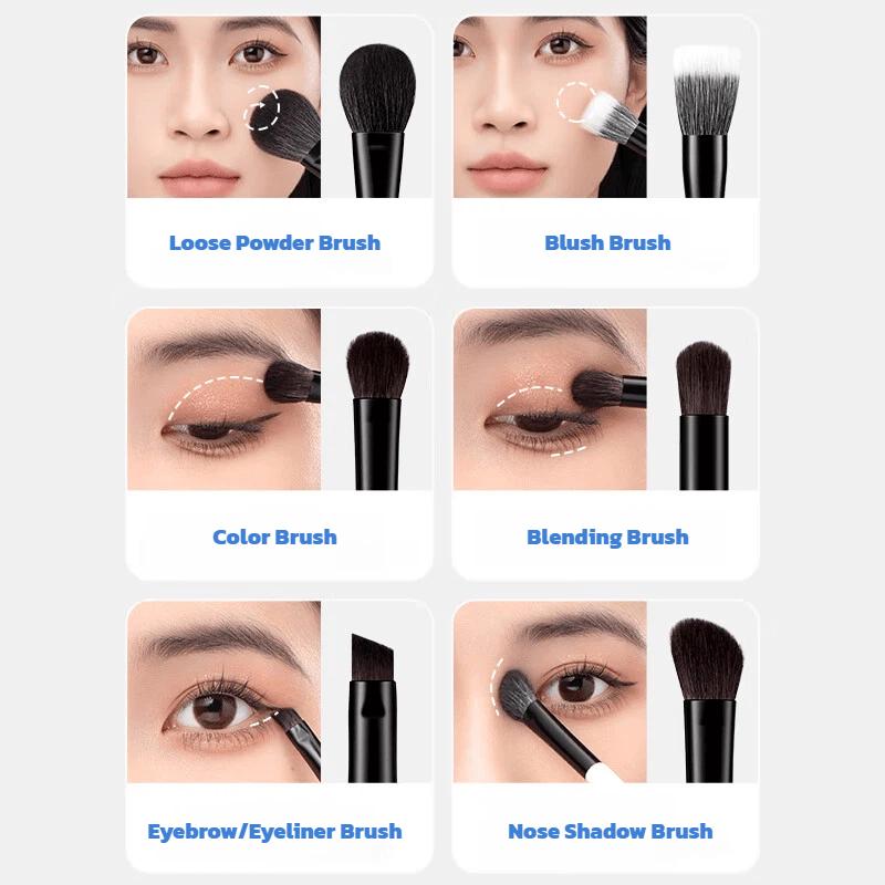 CARLI BYBEL Makeup Brush Set, Portable, Travel-Friendly, Soft Bristles, Mini Eyeshadow Brushes, Loose Powder Brush