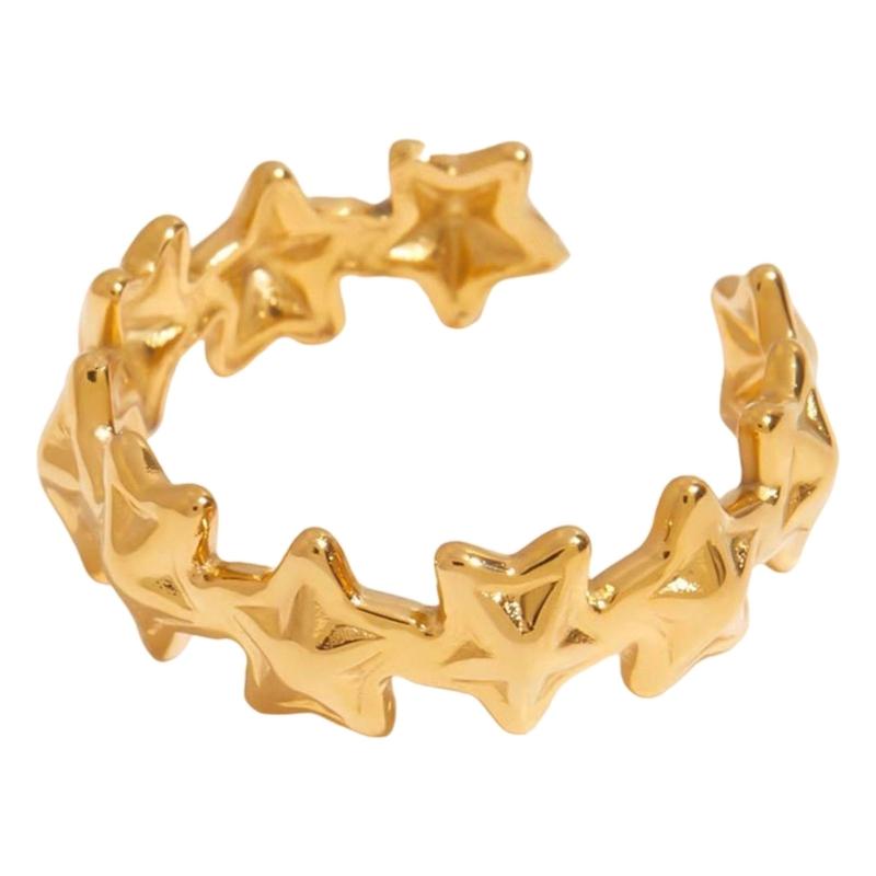Sweet and Adjustable Opening Star Designs Stainless Steel Rings for Everyday Wear