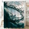 Blue Ocean Wave Shower Curtain Waterproof Fabric Decor for Bathroom Modern Design Home Accessories Decoration Customizable Size