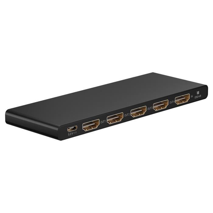 Répartiteur hdmi - goobay - 1 vers 4 - aluminium - 4k @ 60 hz - plug &amp; play