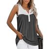 Fashion Womens Summer V-neck Sleeveless Patchwork Tops Ruffle Loose Tunic Blouse