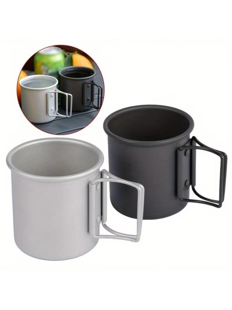 Wholesale Outdoor Camping Cup With Foldable Handle Portable Ultra-light Aluminum Alloy Mug For Outdoor Hiking Cooking 300ml