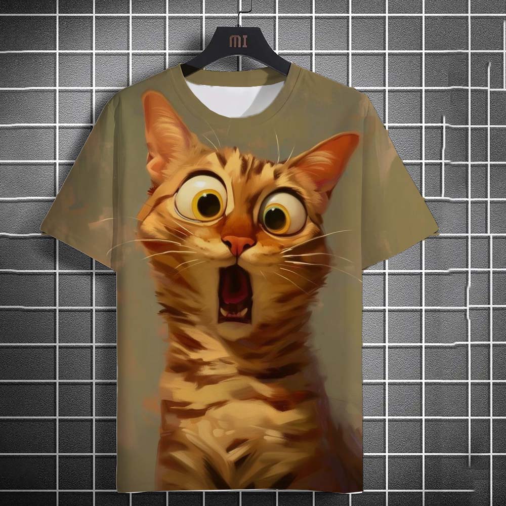 Funny Animal Cat Pattern 3D Print Men's T-Shirts Summer Women Streetwear Fashion Oversized Unisex T Shirt Men Clothing