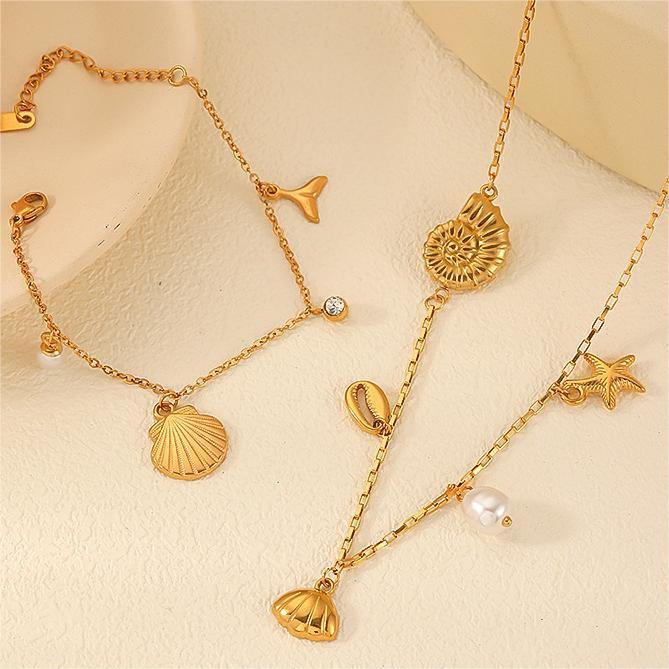 Ocean Elements Stainless Steel Choker With Shell Charm For Women Casual Wear