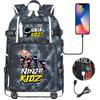 Print Kids Backpack with USB Charging Port, Teenagers School Bookbag, Lightweight Travel Daypack with Headphone Jack Anti-Theft Design