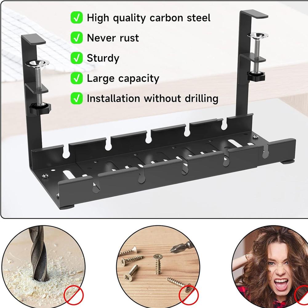 1pcs Power Strip Under Desk Retractable Cable Management Rack No Drill Wire Organizer Storage Box Desk Office Organizer Tools