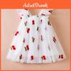 Korean Style Girl Dress With Puffy Wings Summer Cotton Blend For Toddler Girls