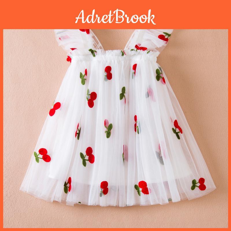 Korean Style Girl Dress With Puffy Wings Summer Cotton Blend For Toddler Girls