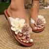 Bohemia Mesh Flower Decoration Pu Flip Flops Women 2026 Summer Flat Feels Sandals Sexy Non Slip Beach Slippers Plus Size 43