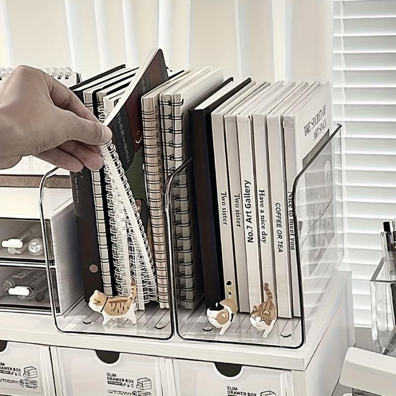 2PCS Clear Acrylic Desk Organizer with Multiple Compartment Transparent Book Stand File Holder Stationery Organizer Home Office