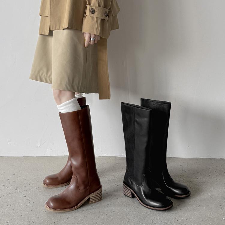 Internet celebrity Maillard western knight boots women 2025 autumn and winter new boots versatile pleated pile high boots