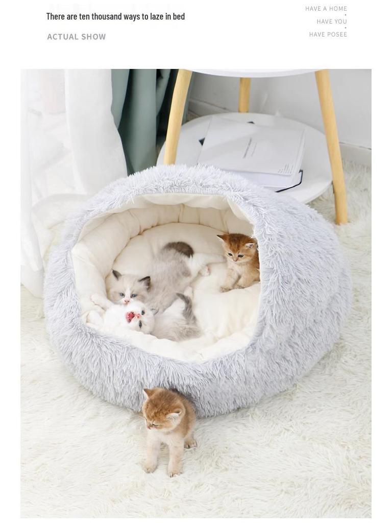 All-Season Enclosed Cat House: Cozy Bed for Cats and Dogs