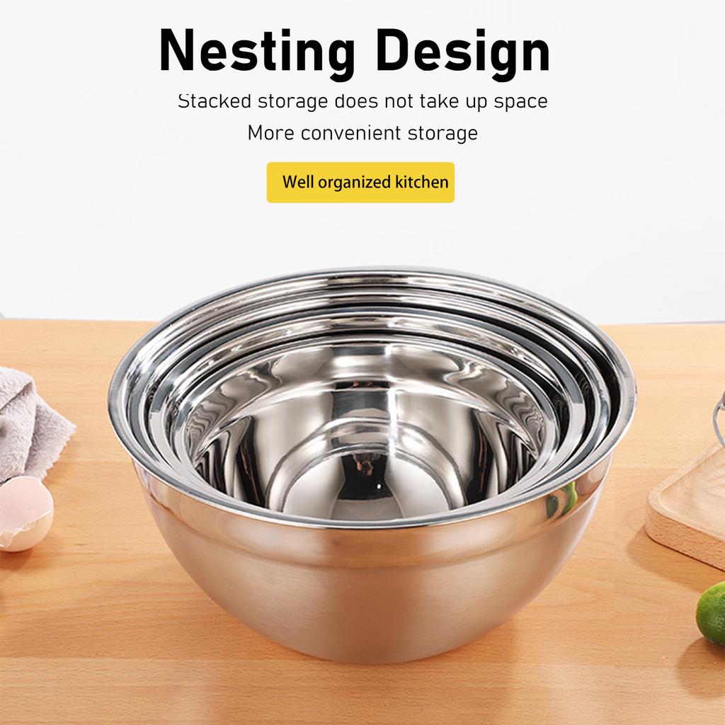 Rührschüssel 5 Stück Vorbereitungsschalen Edelstahl Hitzebeständig Luftdichte Deckel Rührschüsseln Stapelbar Einfache Reinigung zum Backen