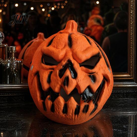 Eye Catching Party Mask Halloween Pumpkin Mask, 3D Spooky Jack O Lantern for Cosplay Party, Lightweight Scary Ghost Face Breathable Adults Kids, Trick