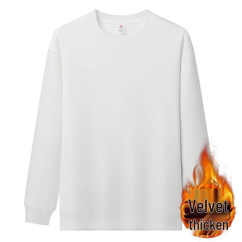 Men's American Style Fleece-Lined Hoodie 600G, Long Sleeve Round Neck Casual T-shirt, 2025 Collection.
