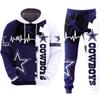 NFL Football Tracksuit Set 3D Print Hoodie Loose Pants Mens Sportswear
