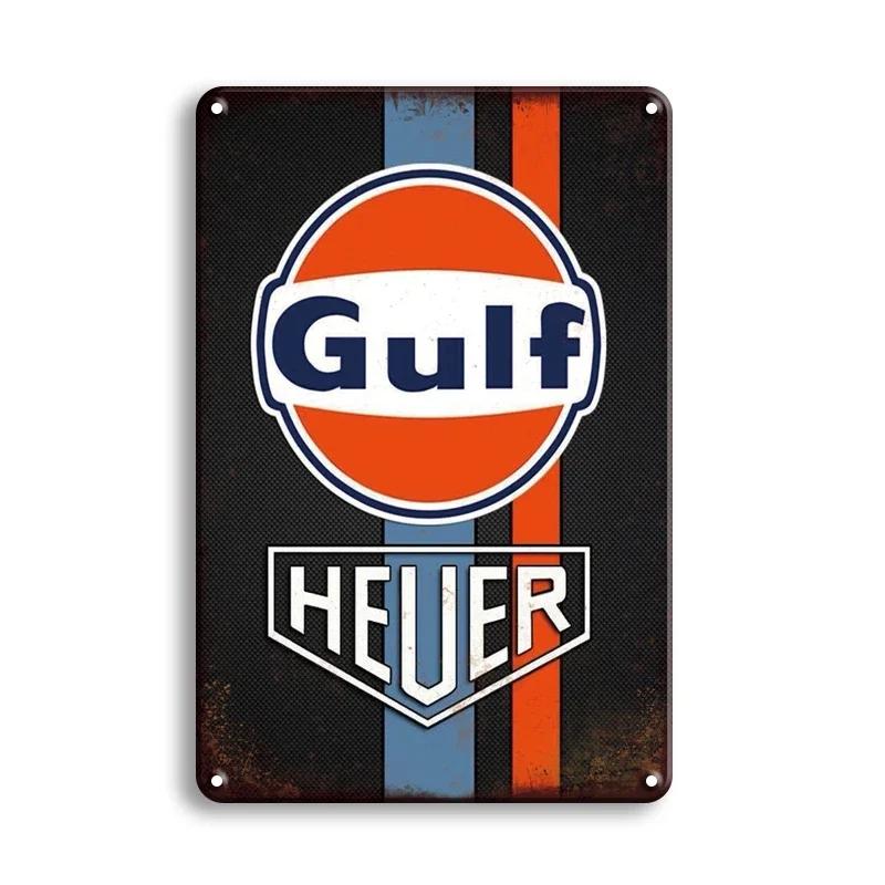 High Definition Tin Sign Vintage Gulf Esso Mobilgas Motor Oil Retro Metal Wall Art Classic Gas Station Pin Up Girl Decor Plaque