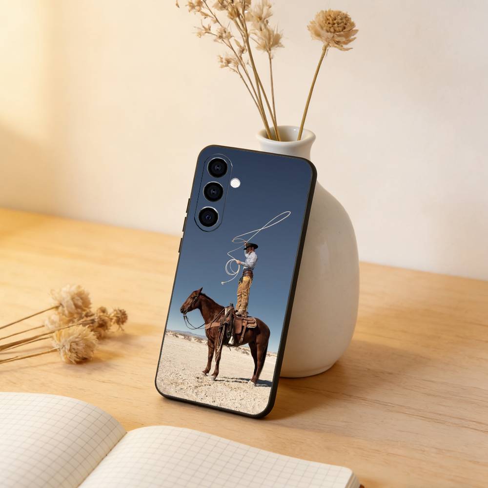

Western cowboy Phone Case Black Silicone Soft For Samsung Galaxy A73,A72,A71,A70,A53,A52,A51 Samsung a53 5g
