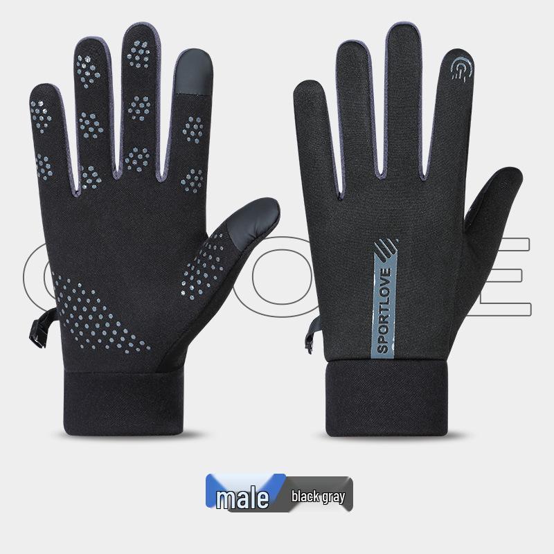 Unisex Velvet-Lined Winter Gloves: Windproof, Warm, Touchscreen Compatible, Non-Slip for Cycling, Driving, and Outdoor Sports