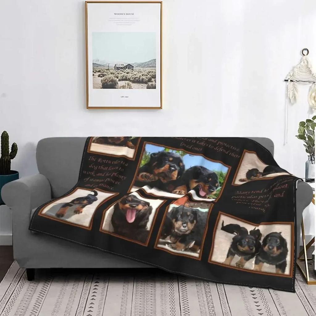 Rottweiler Face Soft Flannel Fleece Warm Pet Butcher Dog Rott Rottie Dog Throw Blanket for Home Bedding Couch Bedspreads