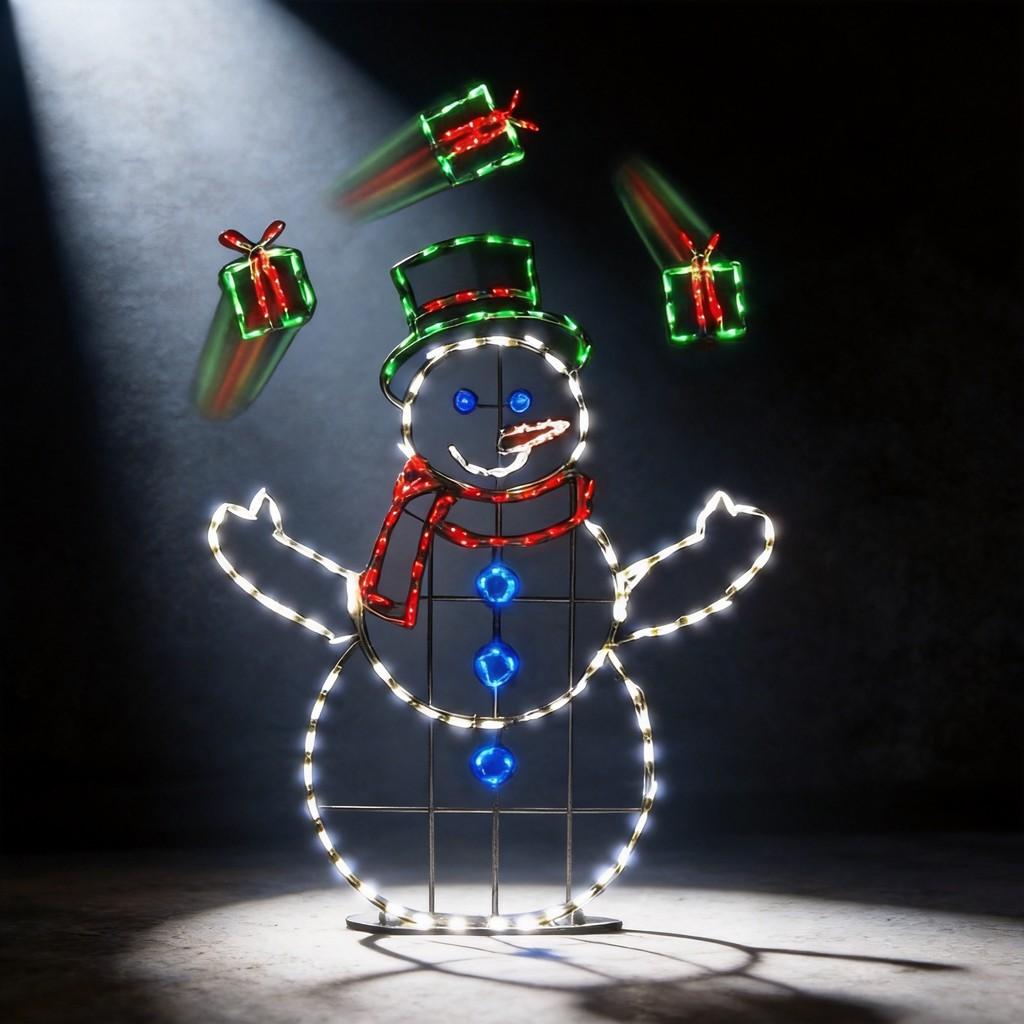 Christmas Snowman Metal Garden Decor With Lights For Holiday Festivities