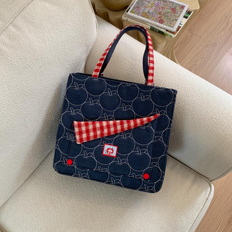 

Korean version casual large capacity underarm bag women s 2025 new denim shoulder tote bag multifunctional backpack синий