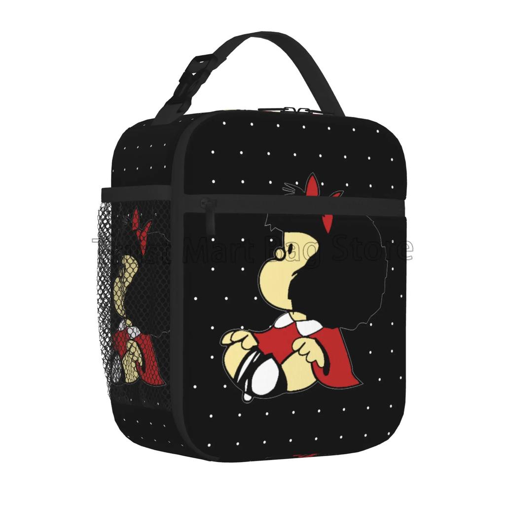 Funny Mafalda Insulated Lunch Bag for Women Kids Resuable Cooler Thermal Lunch Box Portable Bento Tote for Work School Picnic